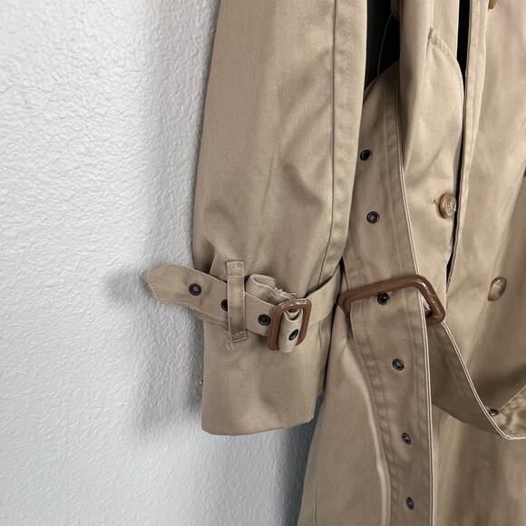 Hill and Archer for Men Vintage Size 42R Double Breasted Long Trench Coat Khaki - Picture 10 of 15